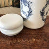 Grand bocal style pot d'apothicaire vintage en verre opalin blanc décor bleu made in Italy par Hello Broc brocante en ligne