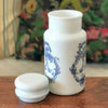 Grand bocal style pot d'apothicaire vintage en verre opalin blanc décor bleu made in Italy par Hello Broc brocante en ligne