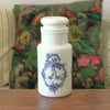 Grand bocal style pot d'apothicaire vintage en verre opalin blanc décor bleu made in Italy par Hello Broc brocante en ligne