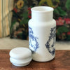 Grand bocal style pot d'apothicaire vintage en verre opalin blanc décor bleu made in Italy par Hello Broc brocante en ligne