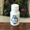Grand bocal style pot d'apothicaire vintage en verre opalin blanc décor bleu made in Italy par Hello Broc brocante en ligne