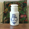 Grand bocal style pot d'apothicaire vintage en verre opalin blanc décor bleu made in Italy par Hello Broc brocante en ligne