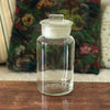 Bocal ancien en verre soufflé avec son couvercle au bouton de préhension rectangulaire par Hello Broc brocante en ligne