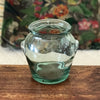 Bocal vintage en verre légère teinte bleue verte dans le style pot à graisse hauteur de 14 cm par Hello Broc brocante en ligne