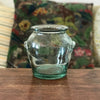 Bocal vintage en verre légère teinte bleue verte dans le style pot à graisse hauteur de 14 cm par Hello Broc brocante en ligne