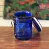 Bocal hermétique vintage en verre moulé pressé bleu cobalt par Hello Broc brocante en ligne
