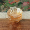 Lot de 4 coupelles en verre moulé irisé jaune orangé à anses Huilor Croix Verte par Hello Broc brocante en ligne