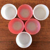 Lot de 6 ramequins publicitaires en verre opalin rouge et blanc vintage par Hello Broc brocante en ligne