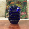 Lot de 6 coupes à fruit en forme de fleur en verre moulé bleu Italy par Hello Broc brocante en ligne