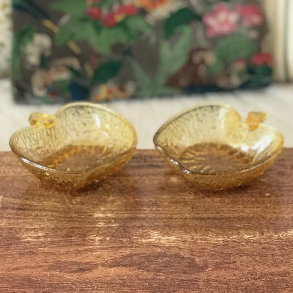 Paire de coupelles vintage en verre texturé ambré forme de pomme Italy par Hello Broc brocante en ligne