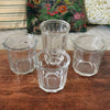 Lot de 4 pots anciens à confiture en verre soufflé et moulé par Hello Broc brocante en ligne