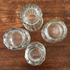 Lot de 4 pots anciens à confiture en verre soufflé et moulé par Hello Broc brocante en ligne