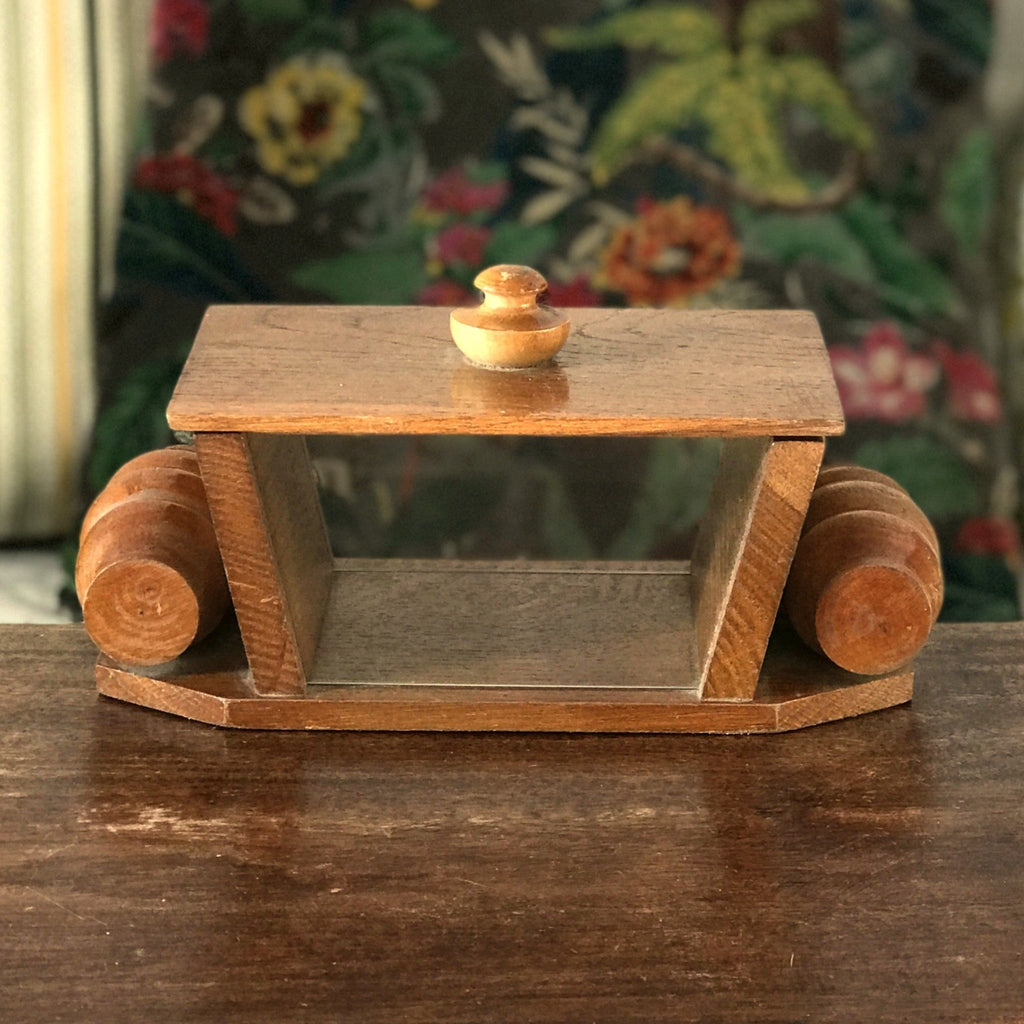 Boîte à biscuits / bonbonnière en bois et verre style Art Déco par Hello Broc brocante en ligne