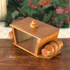 Boîte à biscuits / bonbonnière en bois et verre années 50 style Art Déco par Hello Broc brocante en ligne