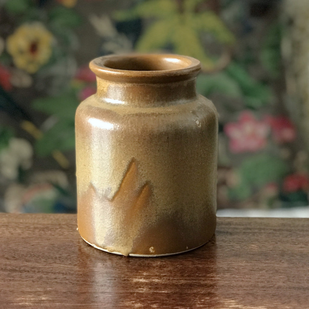 Pot à moutarde bocal vintage en grès vernissé par Hello Broc brocante en ligne