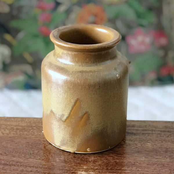 Pot à moutarde bocal vintage en grès vernissé par Hello Broc brocante en ligne