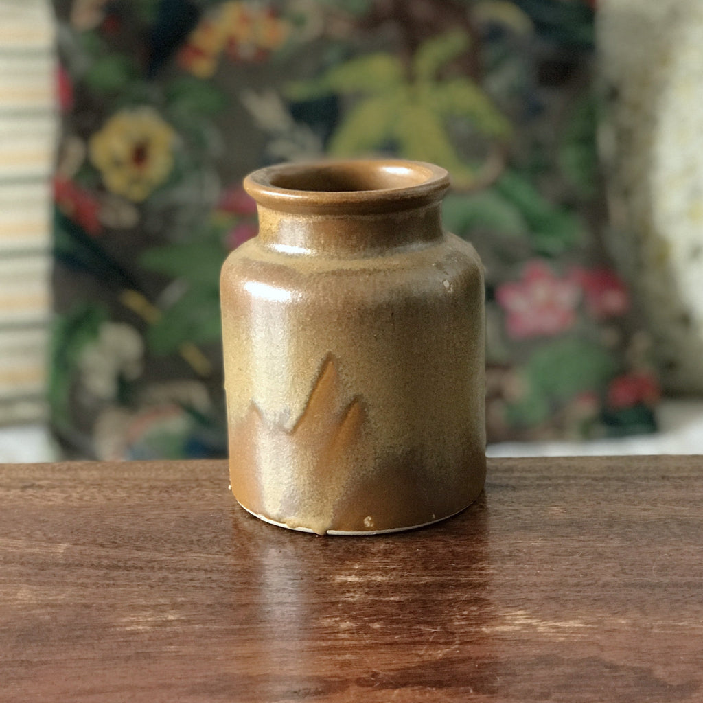 Pot à moutarde bocal vintage en grès vernissé par Hello Broc brocante en ligne