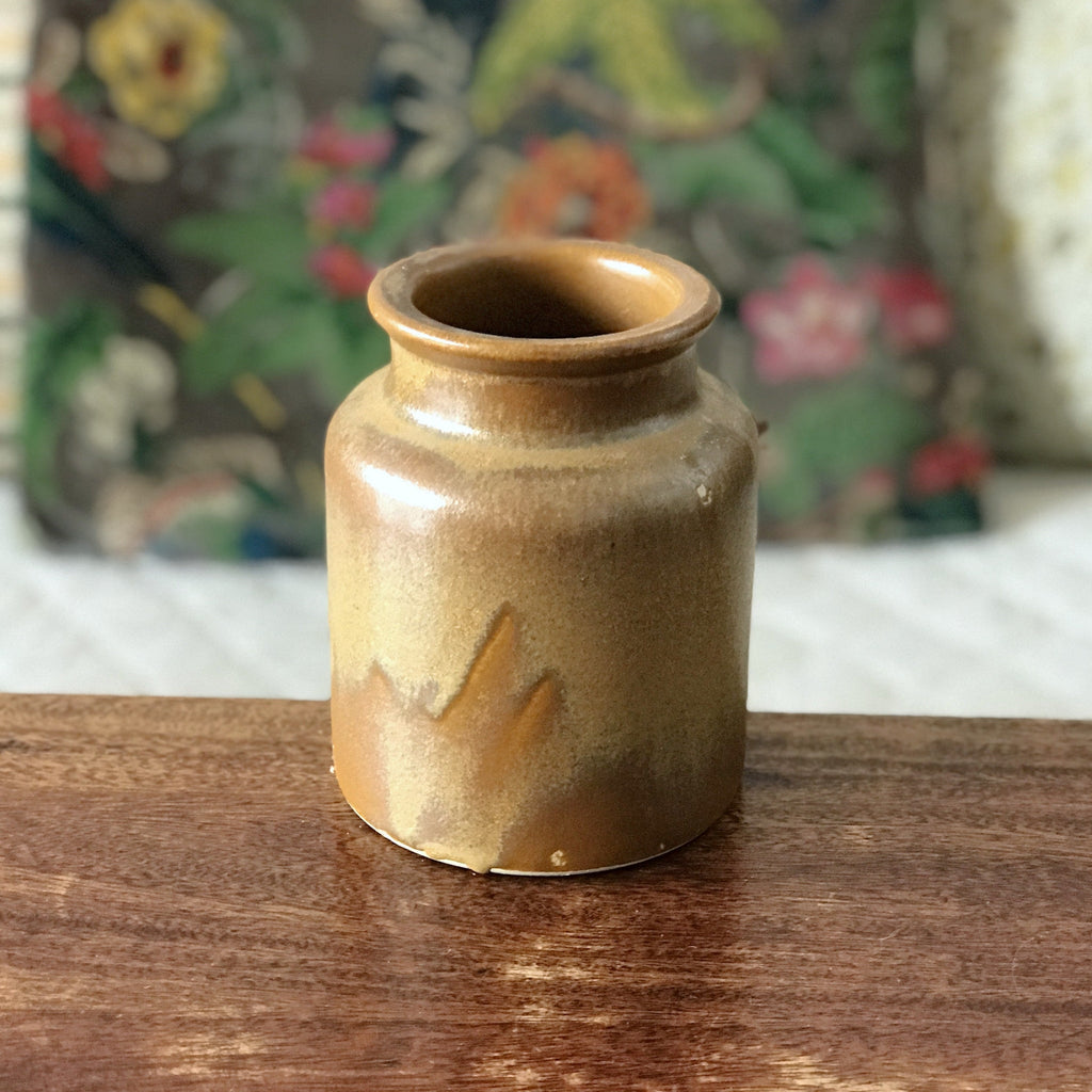Pot à moutarde bocal vintage en grès vernissé par Hello Broc brocante en ligne