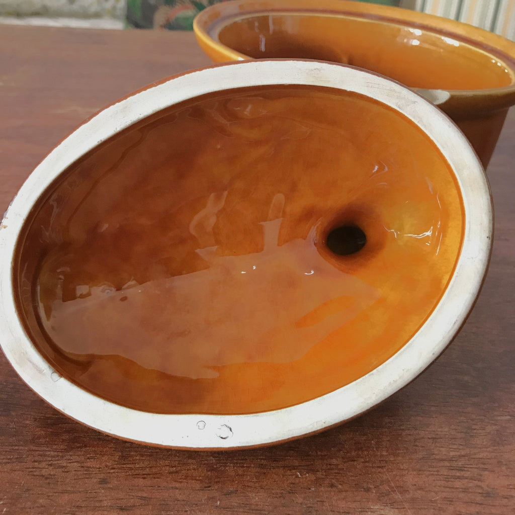 Terrine en forme de canard en céramique couleur jaune moutarde par Hello Broc brocante en ligne