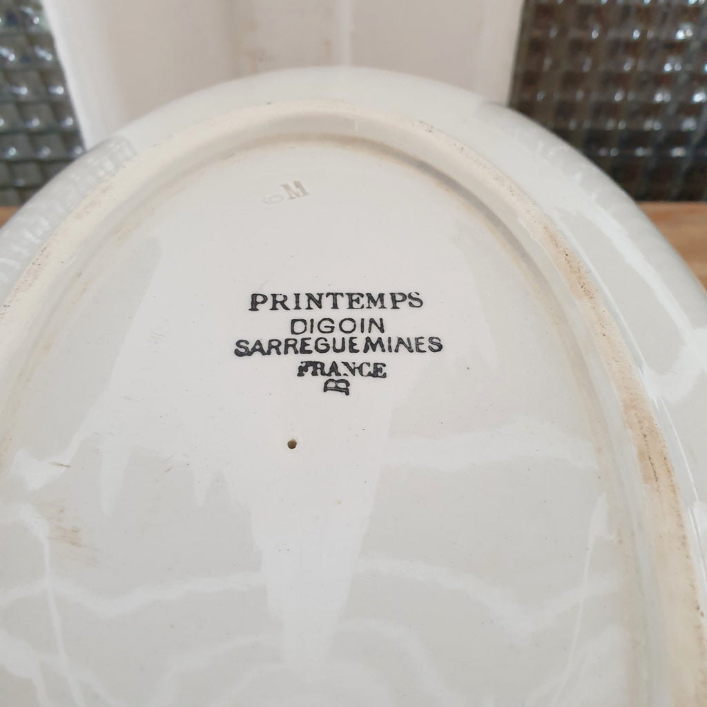 Saucière sur piédouche Digoin Sarreguemines décor Printemps par Hello Broc brocante en ligne