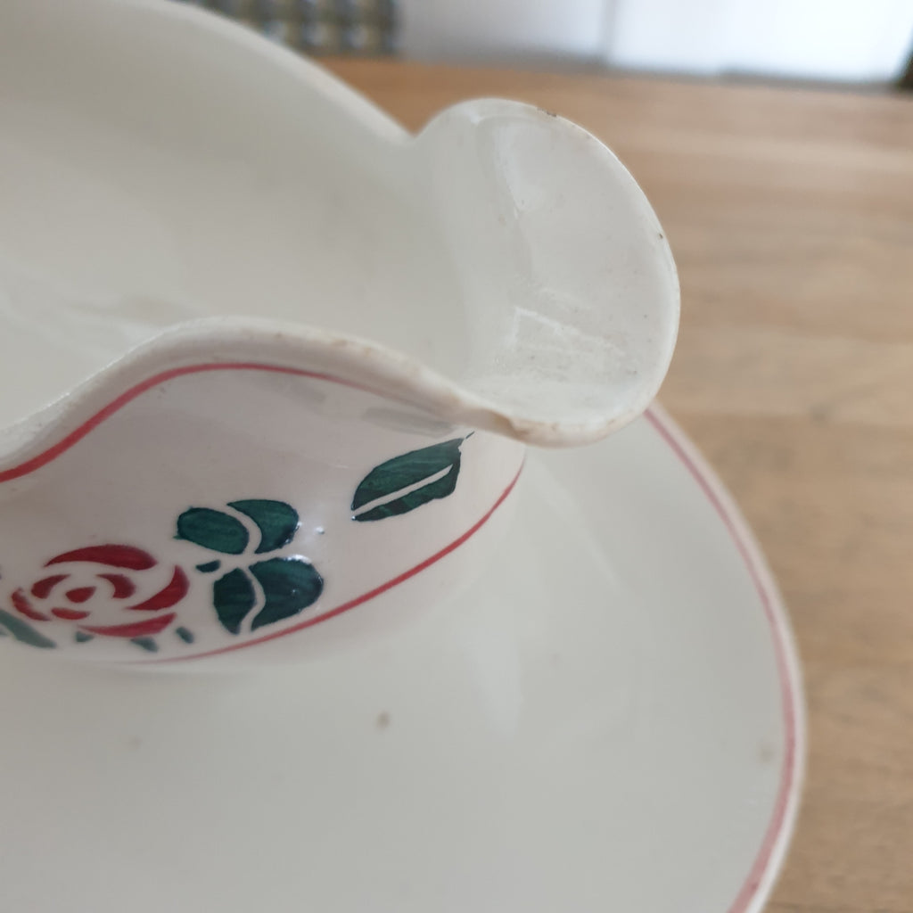 Saucière sur piédouche Digoin Sarreguemines décor Printemps par Hello Broc brocante en ligne