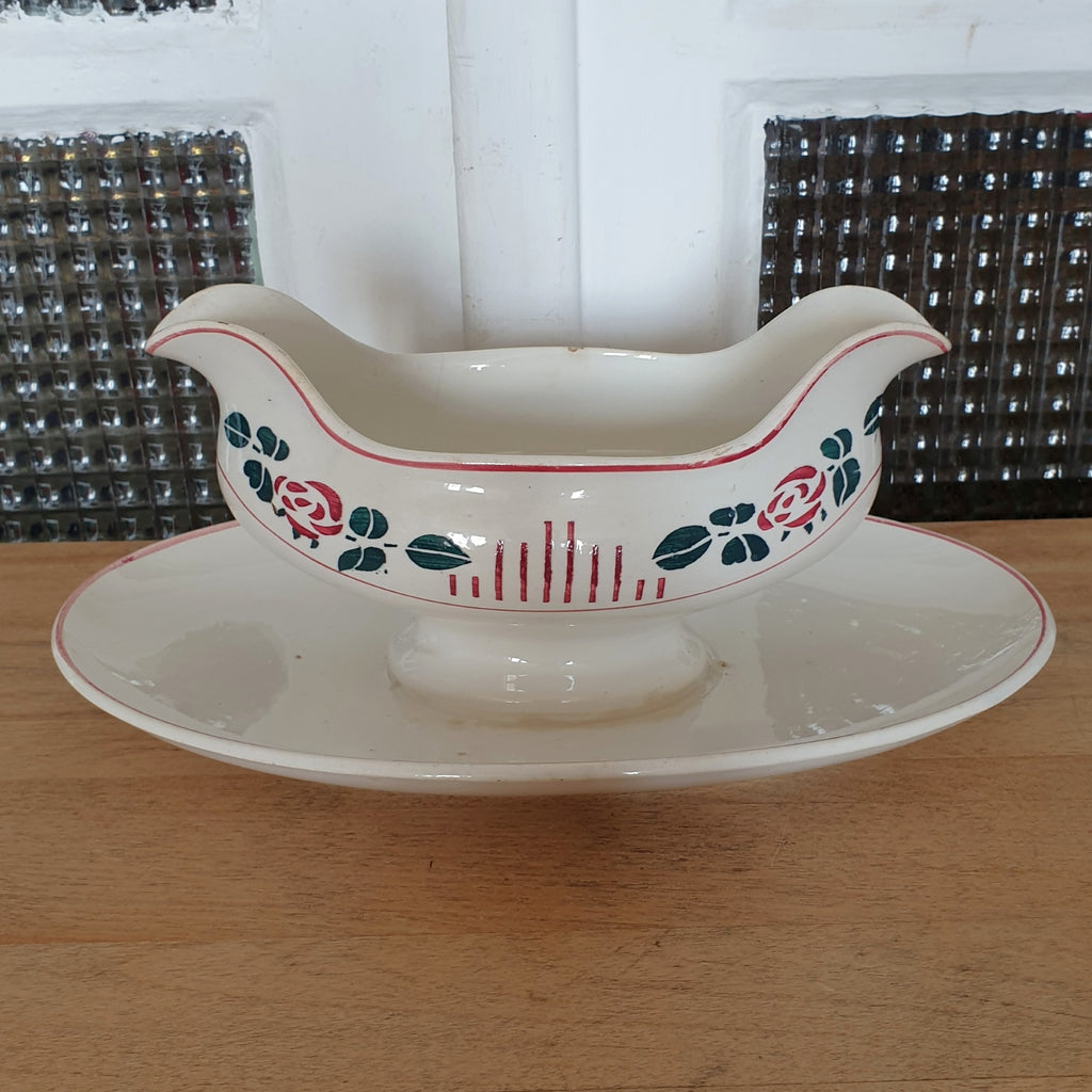 Saucière sur piédouche Digoin Sarreguemines décor Printemps par Hello Broc brocante en ligne