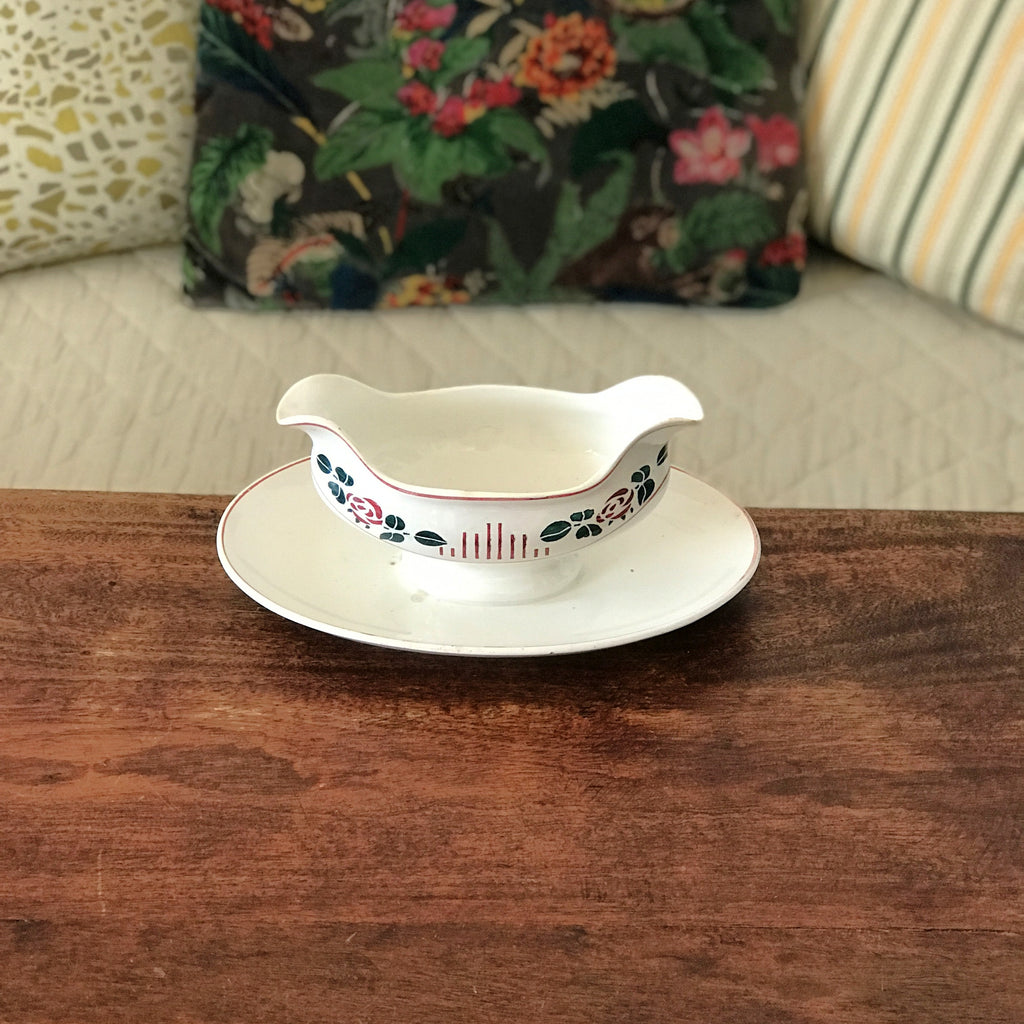 Saucière sur piédouche Digoin Sarreguemines décor Printemps par Hello Broc brocante en ligne