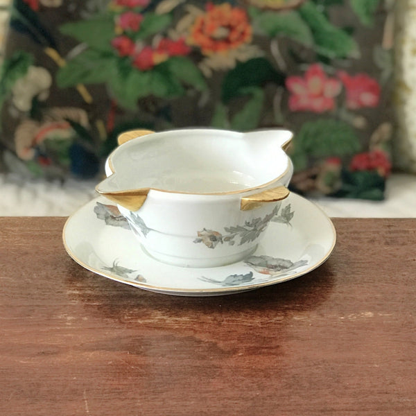 Saucière en porcelaine vintage de Limoges France ULIM  décor pavots par Hello Broc brocante en ligne