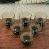 Lot de 6 coupelles publicitaires à dessert ou coupes à champagne vintage en verre moulé fumé Mobil logo Pégase par Hello Broc brocante en ligne