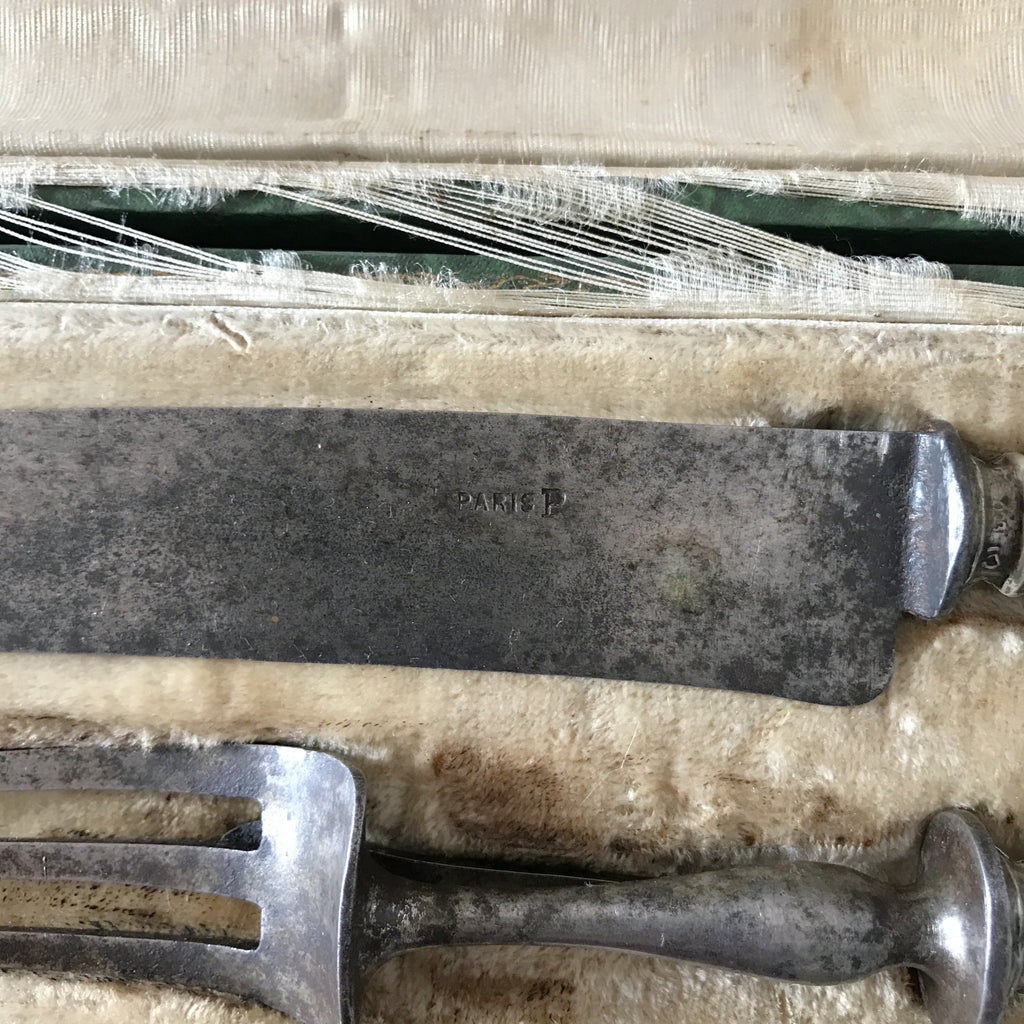 Ensemble de couverts de service en argenté fourré : couteau et fourchette fin XIXème début XXème siècle par Hello Broc brocante en ligne
