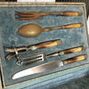 Service à gigot et à salade couverts anciens Coutellerie Delaire Art Nouveau métal et manches en corne par Hello Broc brocante en ligne