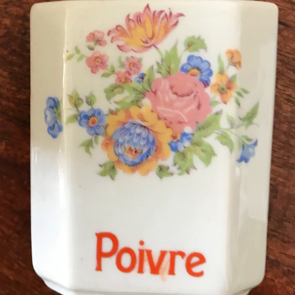 Ensemble de 4 pots à épices en faïence fine et décor fleurs multicolores Circa 1930 par Hello Broc brocante en ligne