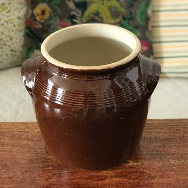 Grand pot à graisse en grès vernissé marron de 5 litres Digoin par Hello Broc brocante en ligne
