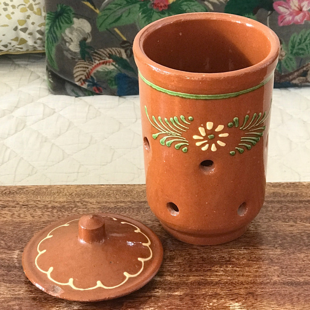 Pot à ail vintage Ayos en terre cuite vernissée par Hello Broc brocante en ligne
