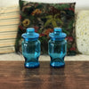 Lot de 2 bocaux publicitaires en verre moulé bleu Lever par Hello Broc brocante en ligne