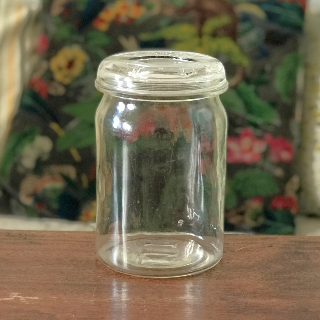 Grand bocal vintage 1 litre en verre moulé et son couvercle par Hello Broc brocante en ligne