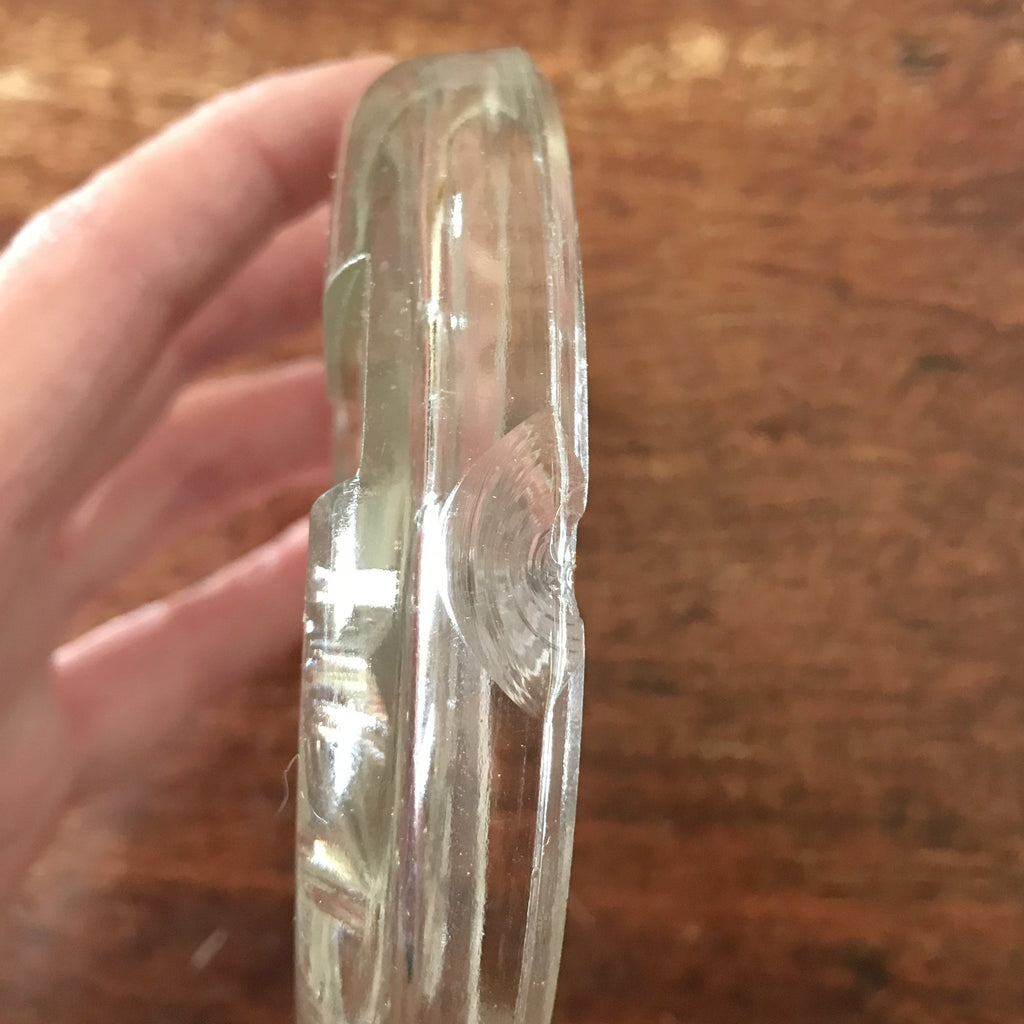 Grand bocal vintage 1 litre en verre moulé et son couvercle par Hello Broc brocante en ligne