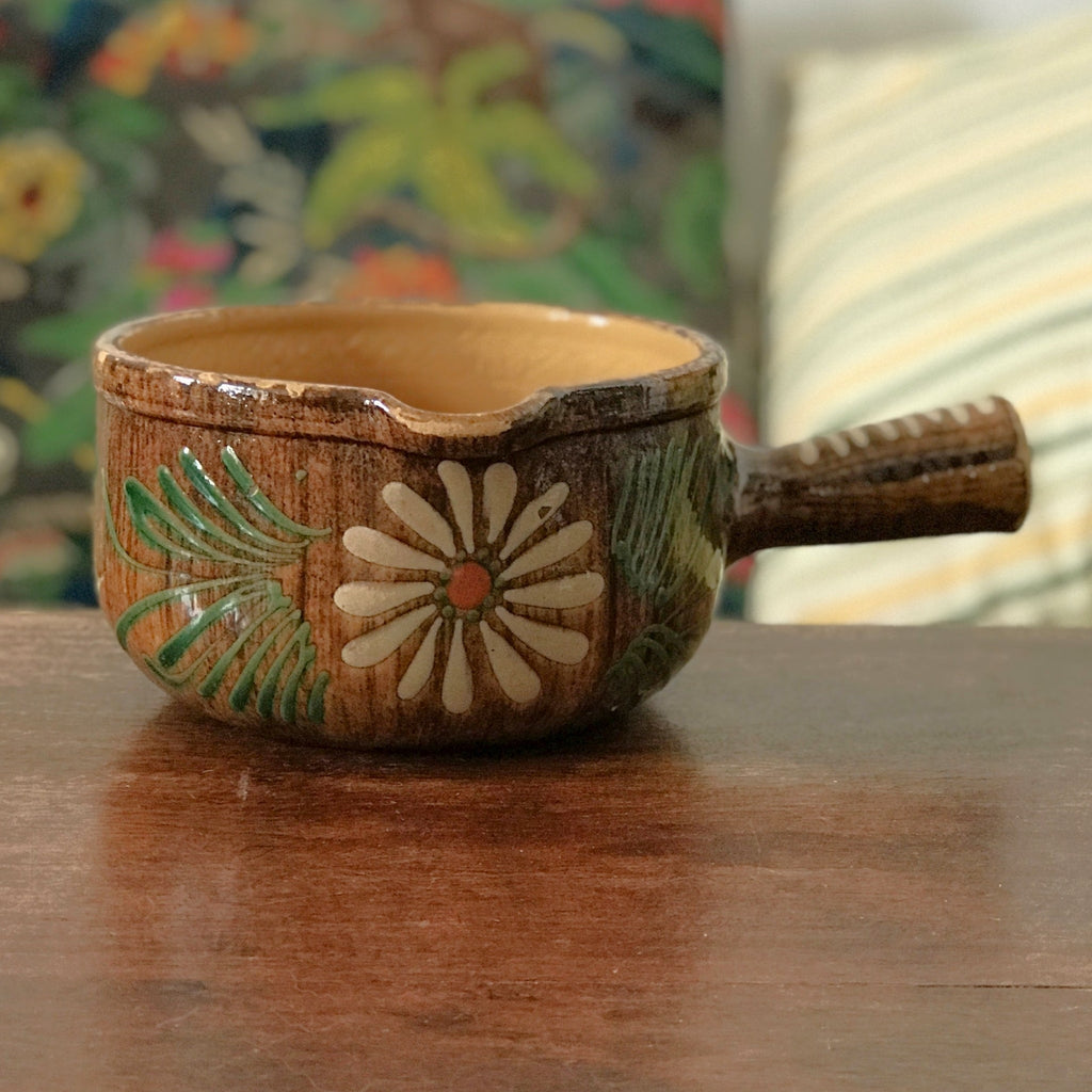 Caquelon cassolette vintage en grès vernissé d'Alsace Soufflenheim France par Hello Broc brocante en ligne