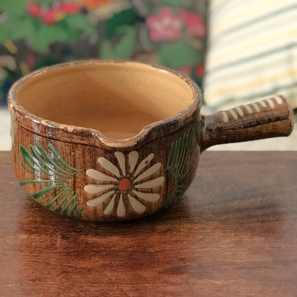 Caquelon cassolette vintage en grès vernissé d'Alsace Soufflenheim France par Hello Broc brocante en ligne