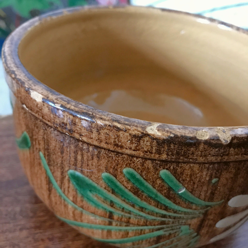 Caquelon cassolette vintage en grès vernissé d'Alsace Soufflenheim France par Hello Broc brocante en ligne