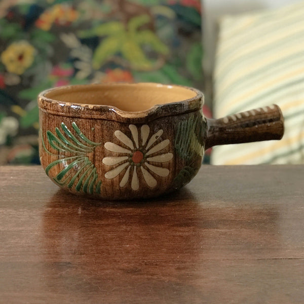 Caquelon cassolette vintage en grès vernissé d'Alsace Soufflenheim France par Hello Broc brocante en ligne