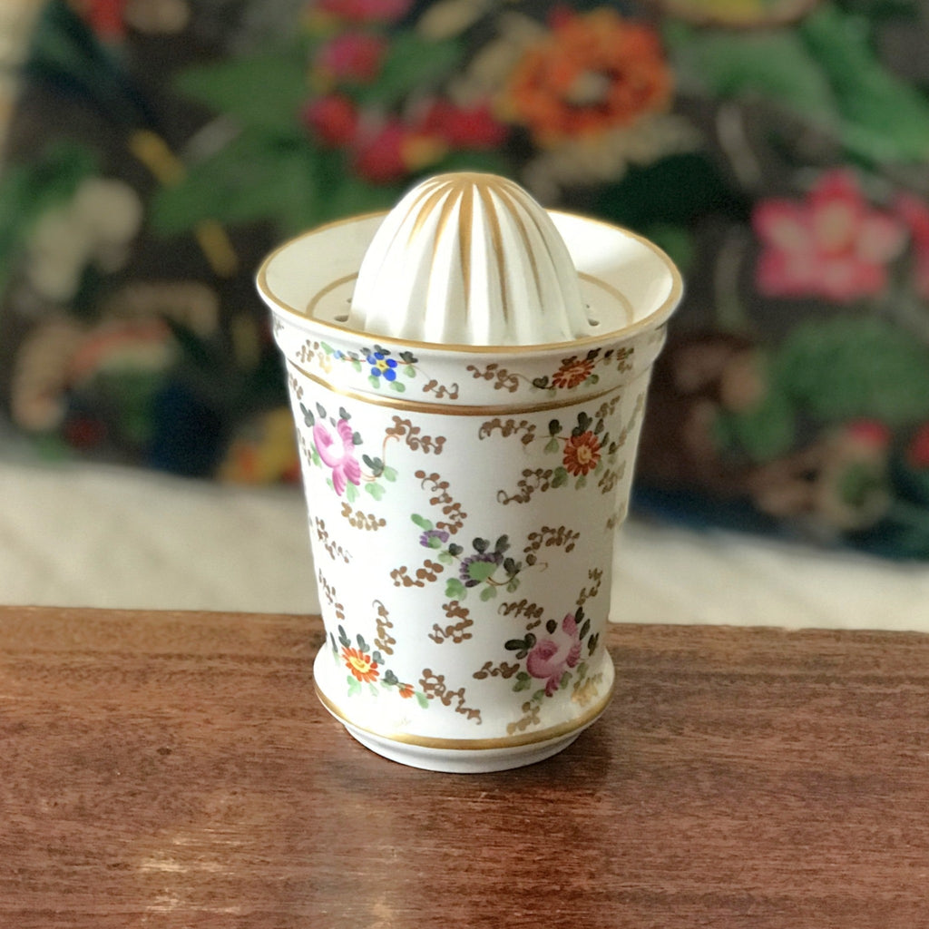 Presse citron avec son gobelet en porcelaine déco fleuri multicolore par Hello Broc brocante en ligne