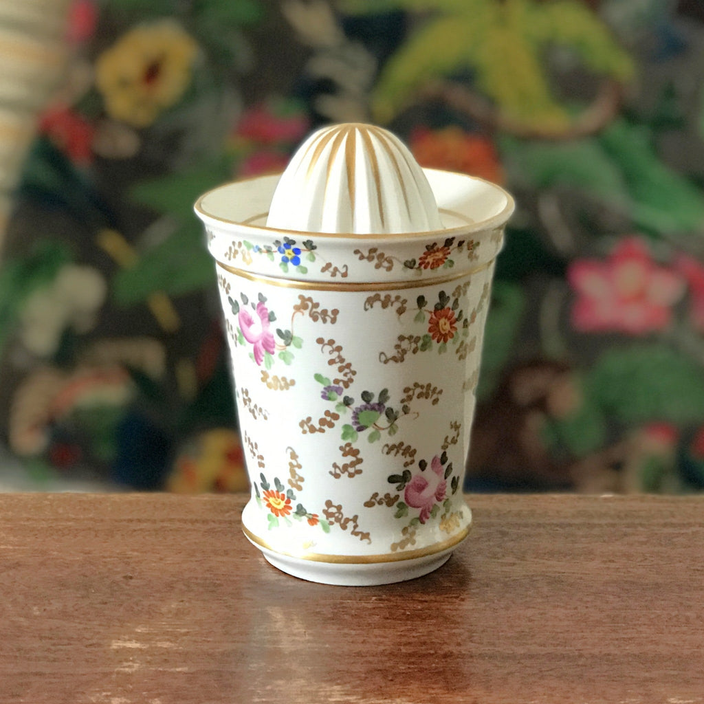 Presse citron avec son gobelet en porcelaine déco fleuri multicolore par Hello Broc brocante en ligne