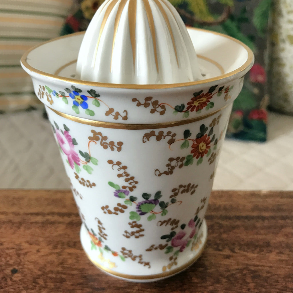 Presse citron avec son gobelet en porcelaine déco fleuri multicolore par Hello Broc brocante en ligne