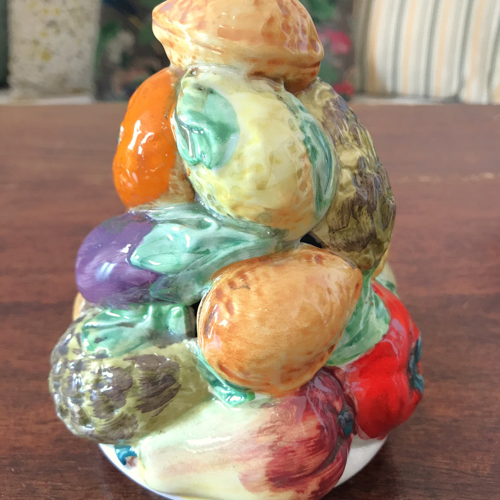 Ancien centre de table vintage corbeille de fruits en céramique de style majolique par Hello Broc brocante en ligne