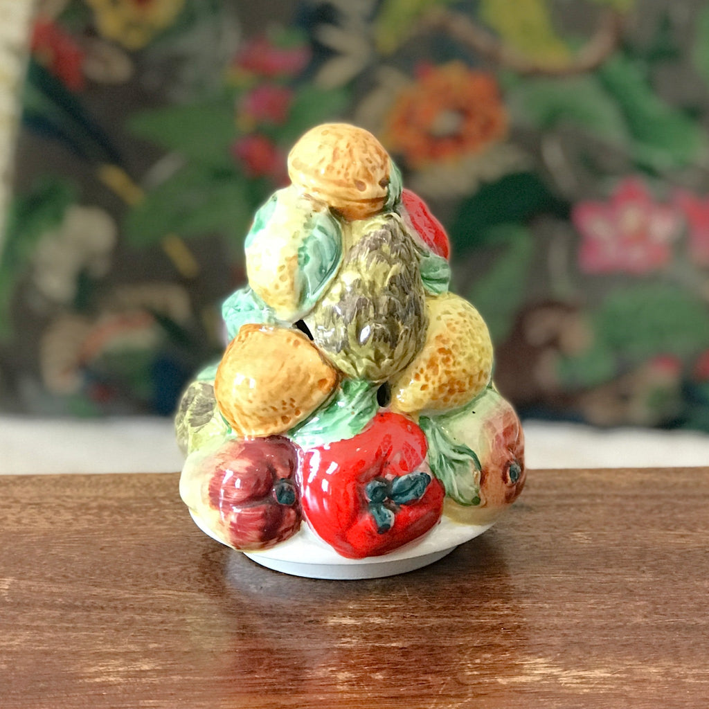 Ancien centre de table vintage corbeille de fruits en céramique de style majolique par Hello Broc brocante en ligne