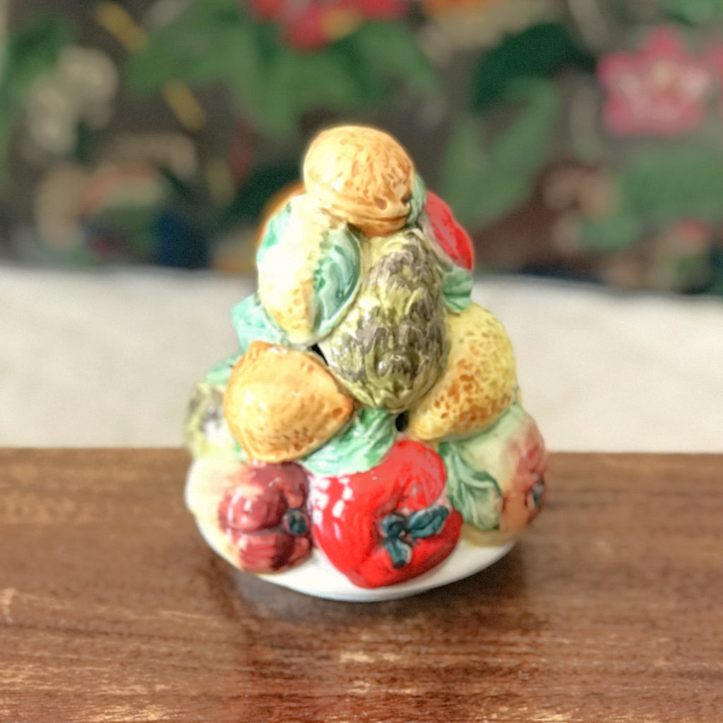 Ancien centre de table vintage corbeille de fruits en céramique de style majolique par Hello Broc brocante en ligne