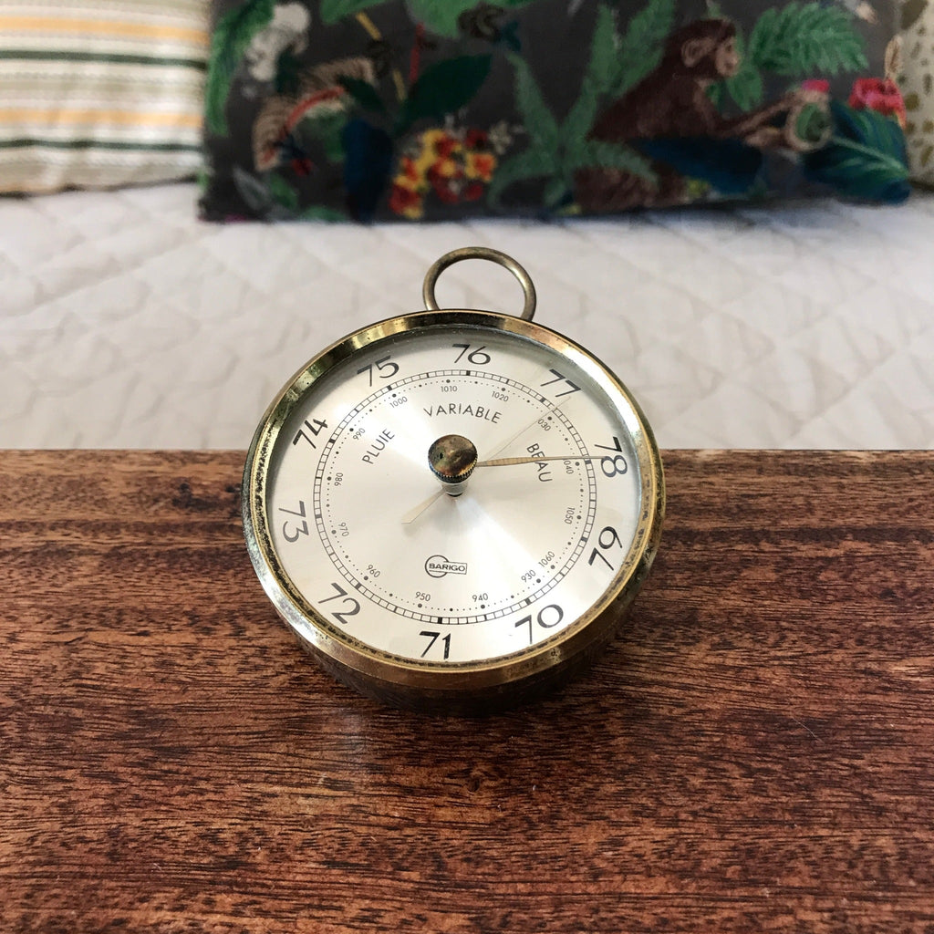Petit baromètre vintage en laiton de marque Barigo années 80 par Hello Broc brocante en ligne