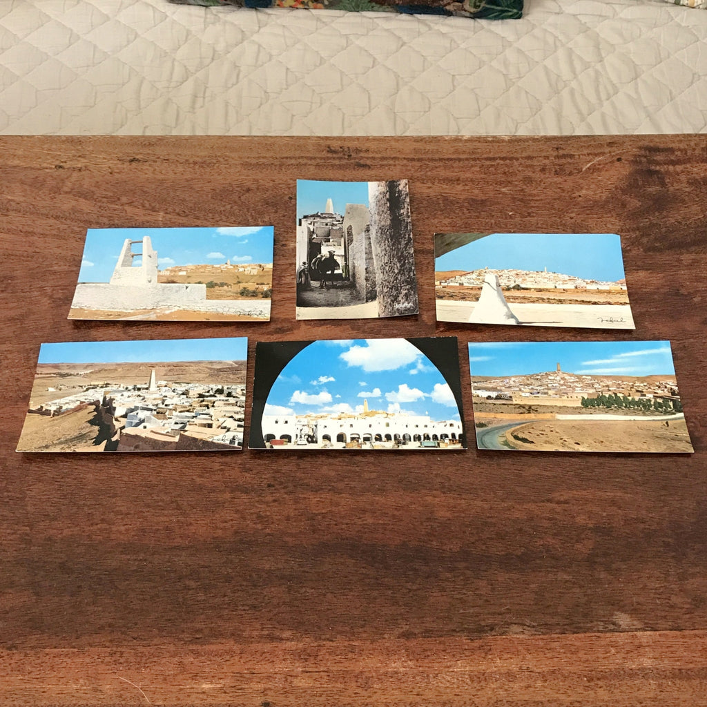 Lot de 6 cartes postales anciennes colorisées souvenir de Ghardaia Algérie par Hello Broc brocante en ligne