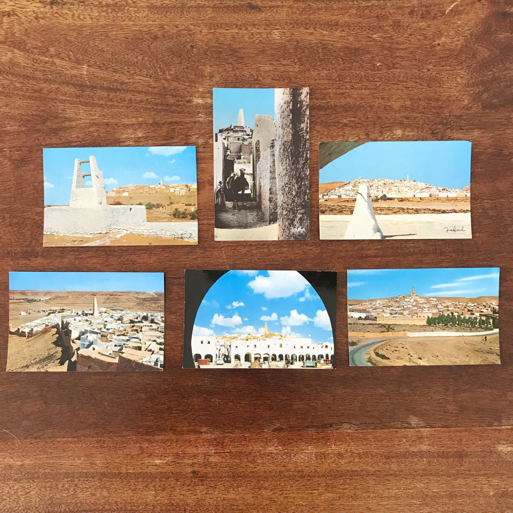 Lot de 6 cartes postales anciennes colorisées souvenir de Ghardaia Algérie par Hello Broc brocante en ligne